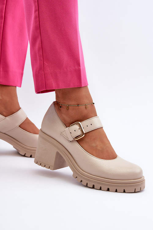 Zazoo 20166 Kožené lodičky béžové