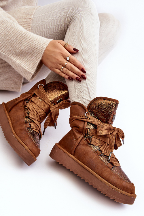 Dámske snehové topánky s viazaním D.Franklin DFSH370006 Brown