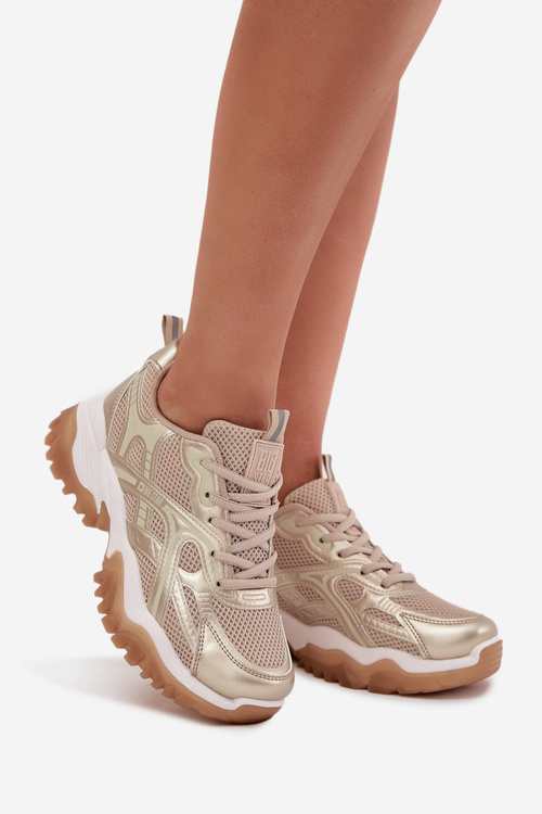 Dámske Športové Topánky Sneakers Big Star SS274014 Béžovo-Zlaté