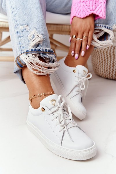 Dámské Kožené Tenisky Bílé Nicole 2640