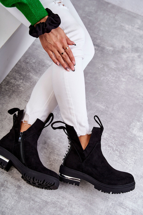 Semišové topánky s výrezmi čierny elver