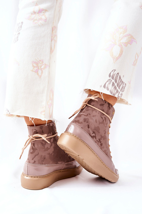 Sportovní Obuv Goe Kožená Lewski 3034 Béžové Moro