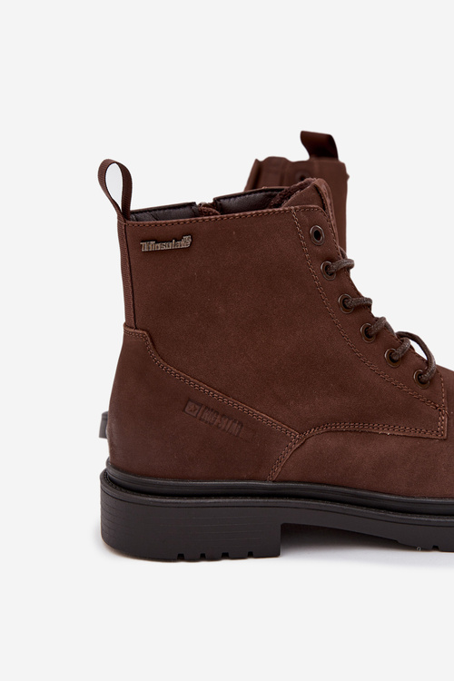 Semišové Zateplené Kotníkové Boty Na Zip Big Star OO174229 Hnědé