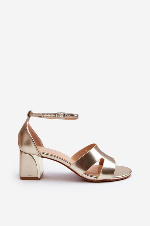 Dámské sandály na podpatku s kovovým kubánem Zlaté Irivana