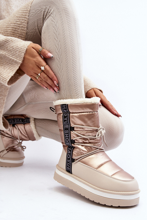 Dámske snehule s viazaním béžové Lilara