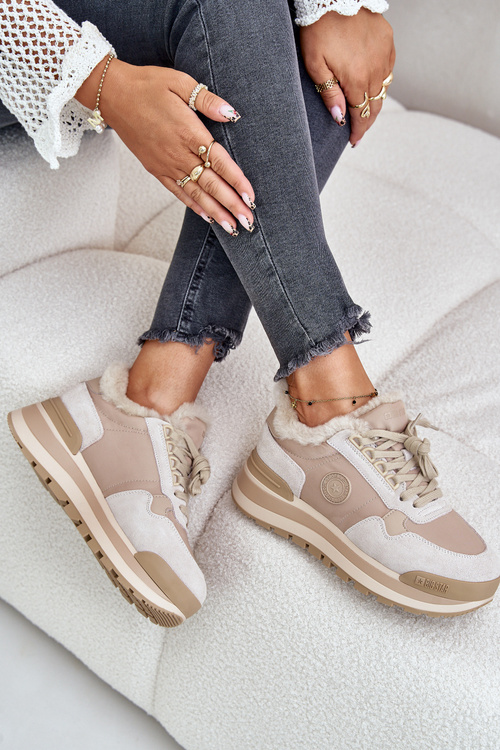 Dámské Zateplené Tenisky Na Platformě Big Star OO274A214 Béžové