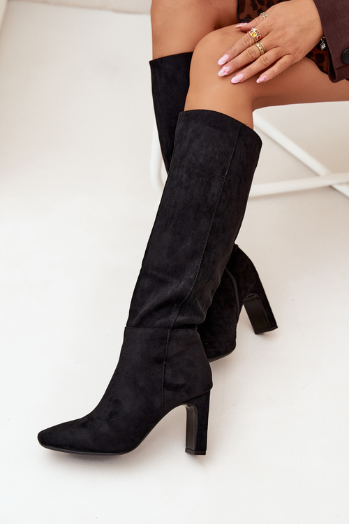 Dámske Čižmy Na Podpätku Zateplené Čierne Zamira