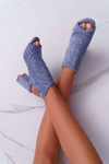 Dámské Sandály Na Podpatku Peep Toe Modré Florina