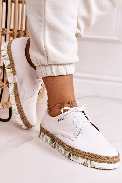 Women's Polobotky Kožené Maciejka Bílé 02936-11