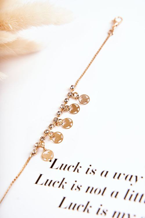 Dámský nastavitelný náramek se zlatými motýlky z kubické zirkonie