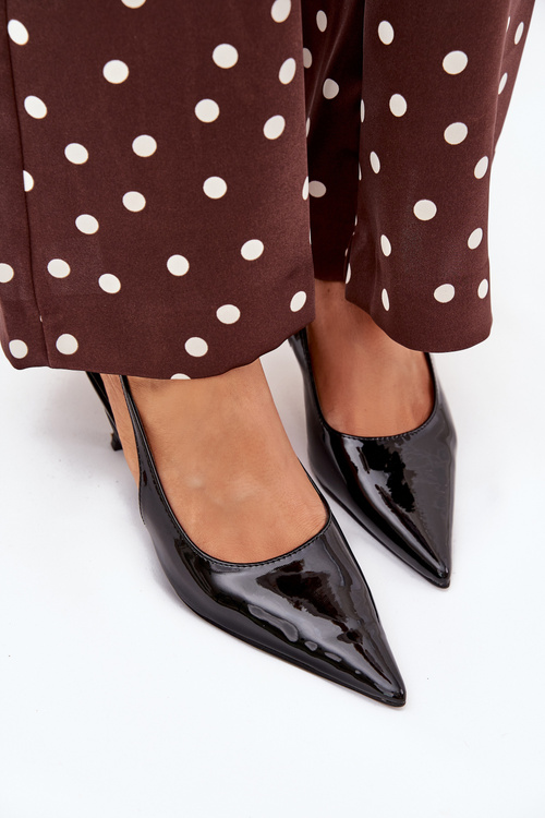 Lakované Lodičky Na Opätku S Odkrytou Pätou Čierne Talira