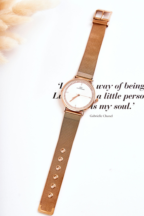 Dámske analógové hodinky Giorgio & Dario s ružovým zlatom zirkónov