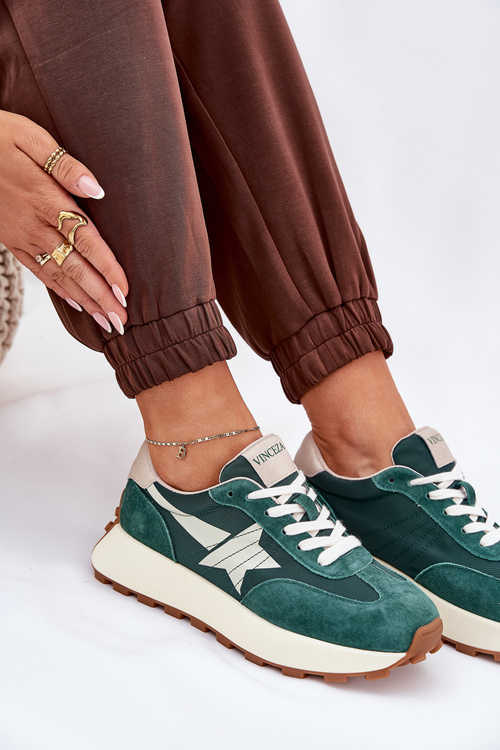 Dámske Semišové Športové Topánky Na Platforme 66720 Zelené Vinceza