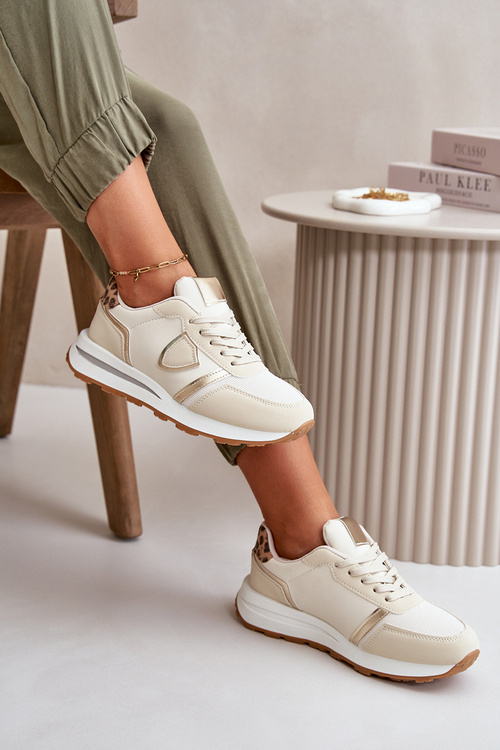 Dámské Tenisky Z Eko Kůže Béžové Velaniela