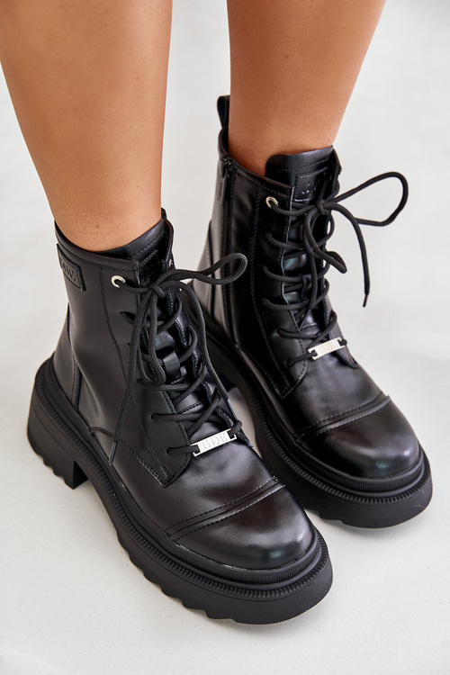 Dámské Zateplené Kožené Boty Černé Goe OO2N4115-W2