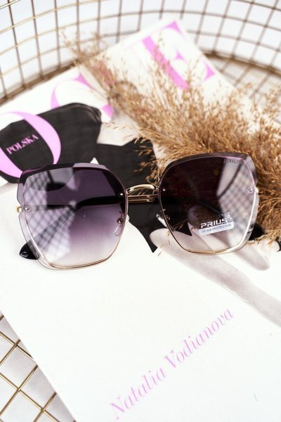 Black Prius Pre-34 Slnečné okuliare Zlatý zelený gradient