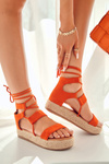 Dámske zviazané sandále na platforme Amrillo Orange