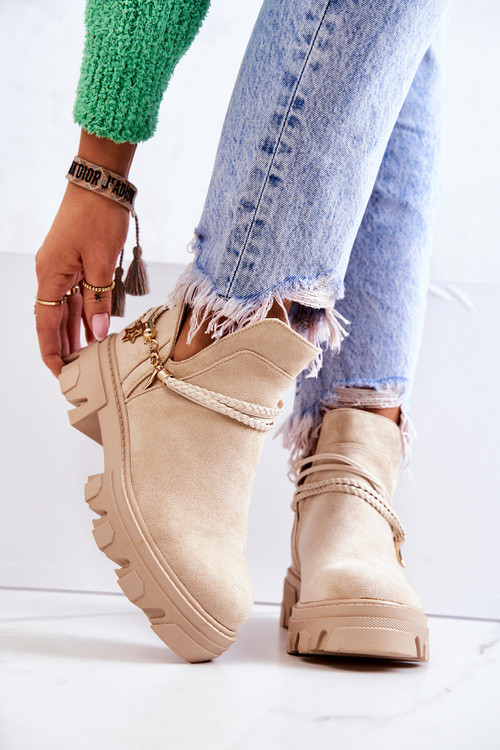 Semišové Dělnické boty bez ramínek svetlě béžove Moriah