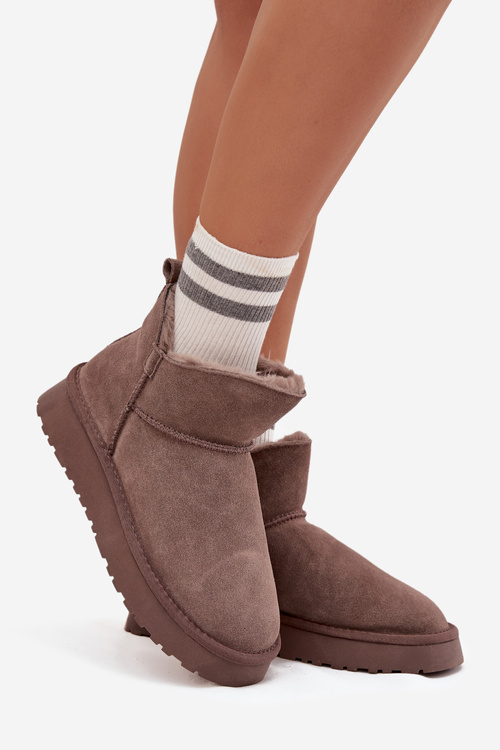 Snežná obuv z prírodného semišu s kožušinkou Vinceza 97961 hnedé