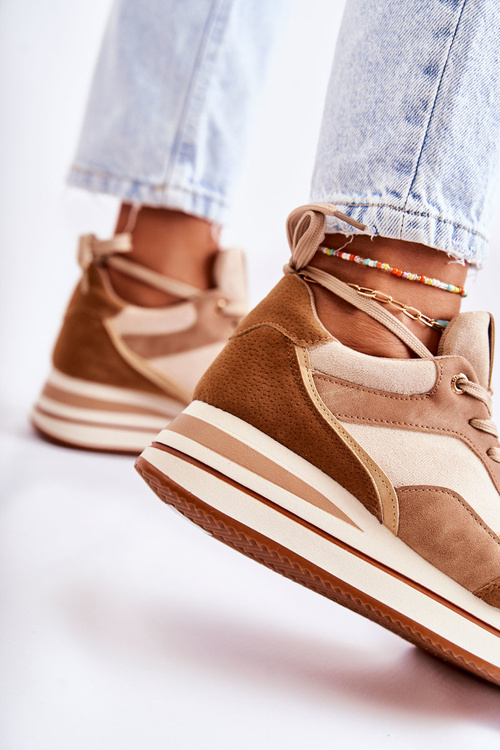 Dámske semišové športové topánky hnedé a béžové Elisse