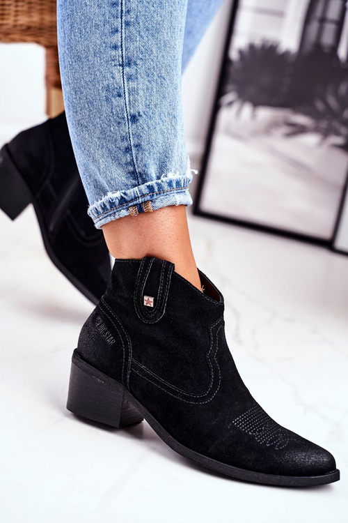 Dámske topánky na Big Star Black GG274329 Kožený príspevok