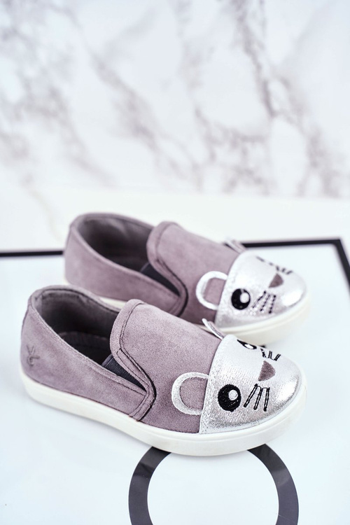 Dětská Obuv Tenisky Slip On s Myší šedé Candys