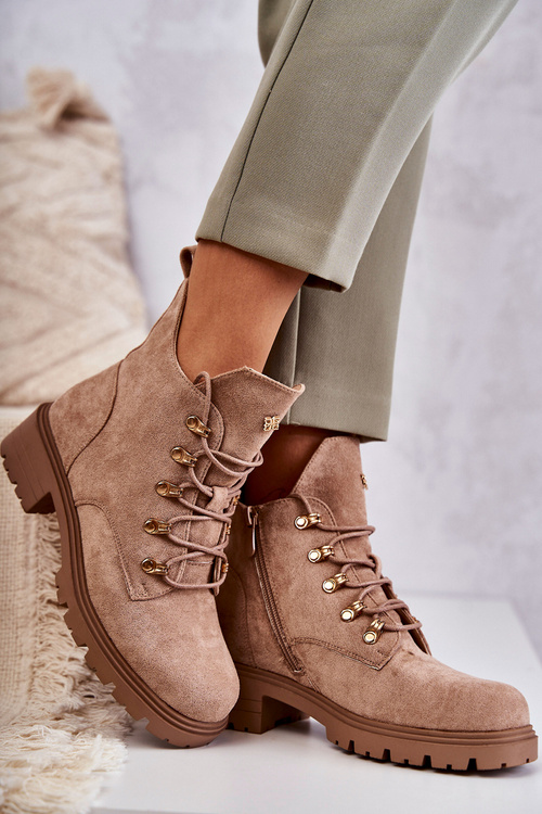 Klasické dámské semišové boty béžové Telma