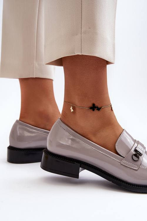 Dámské lakované mokasíny šedé Nerilaja