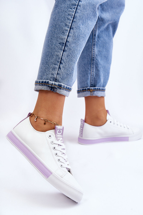Dámske klasické biele a fialové tenisky ville