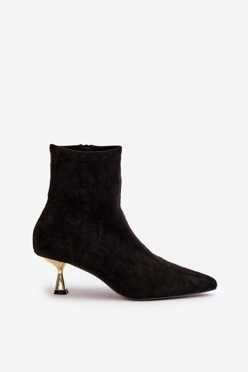 Dámske Lodičky Na Opätku Eko Semišové S Špičatými Noskami Čierne Irithare