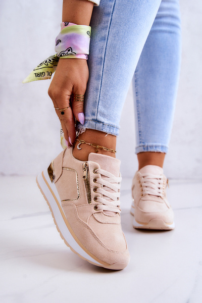 Suede Športové topánky na platforme Riverside Light Beige Platform