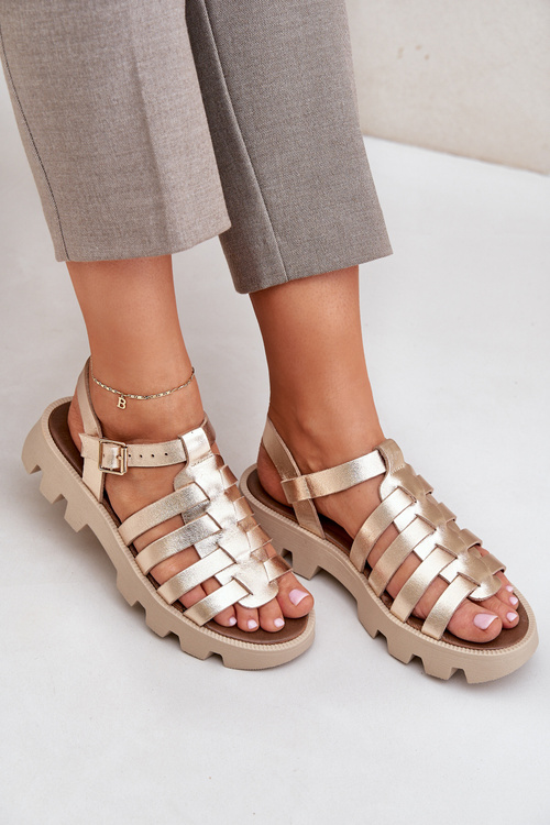 Kožené dámske sandále Zazoo 3695 zlaté