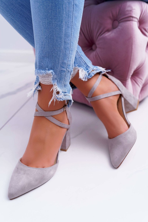 Dámské Lodičky Na Podpatku Semišové šedé Traffic