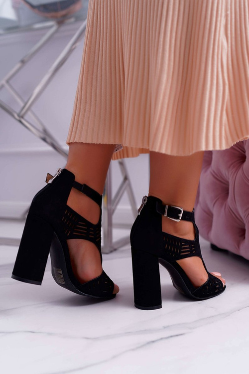 Dámské Sandály Na Podpatku Peep Toe Černé Carmelita