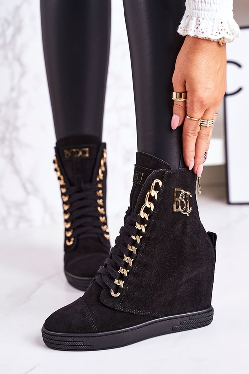 Dámske semišové tenisky Booci 2222/066/Z Golden Black Chain