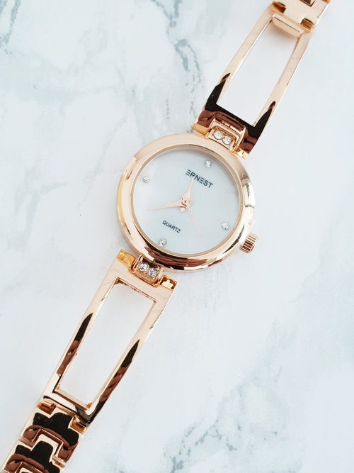 Dámske hodinky Ernest na náramku Claus Pink Gold.