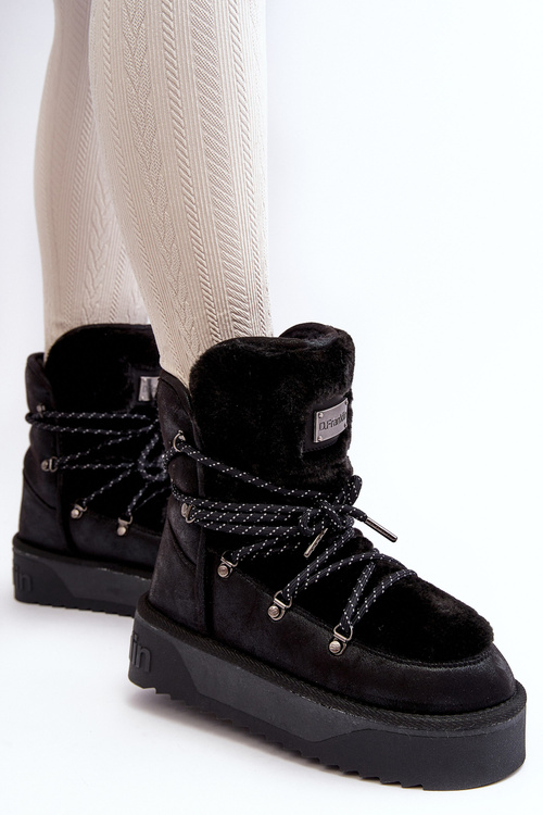 Vegánske snehové topánky na vodotesnej plošine D.Franklin DFSH371008 Čierna