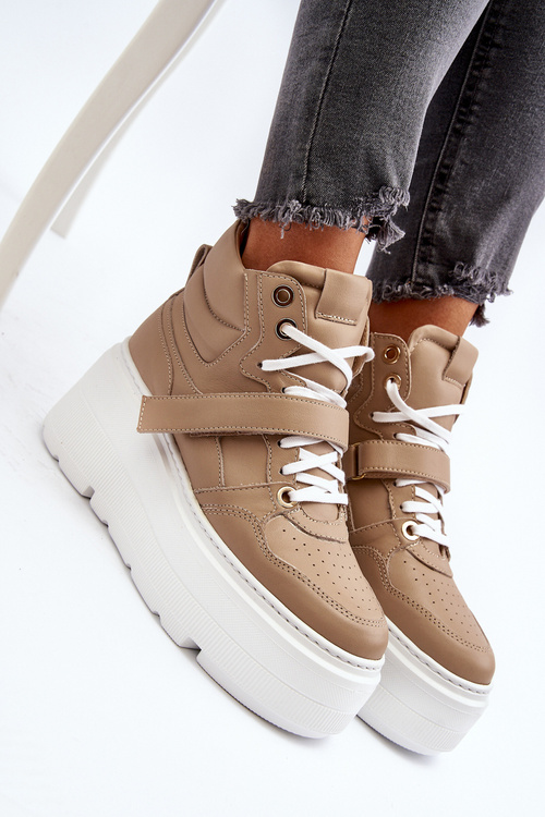 Zazoo 3450 Dámské Kožené Tenisky Beige