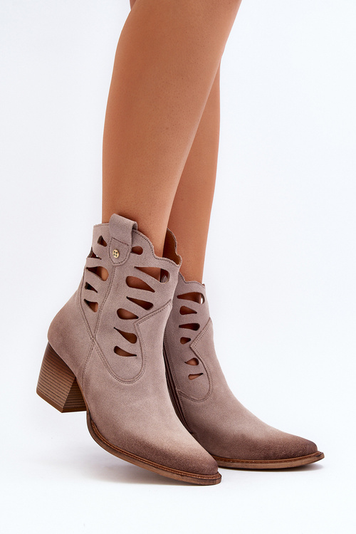 Kožené boty s výstřihy Maciejka 06412-04 Beige