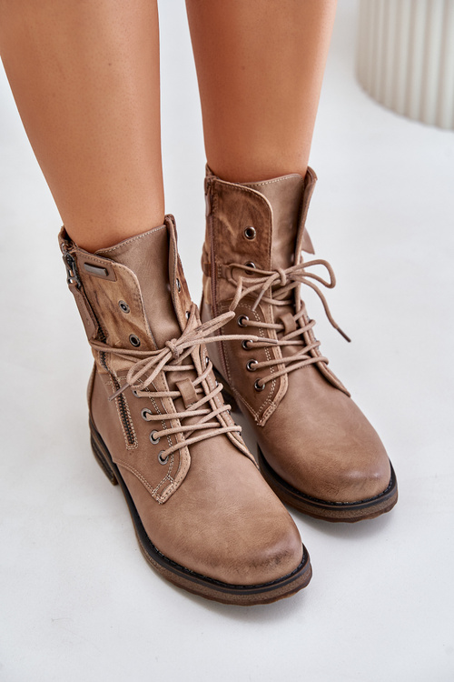 Dámské boty pracovní zateplené na zip tmavě béžové Liletta