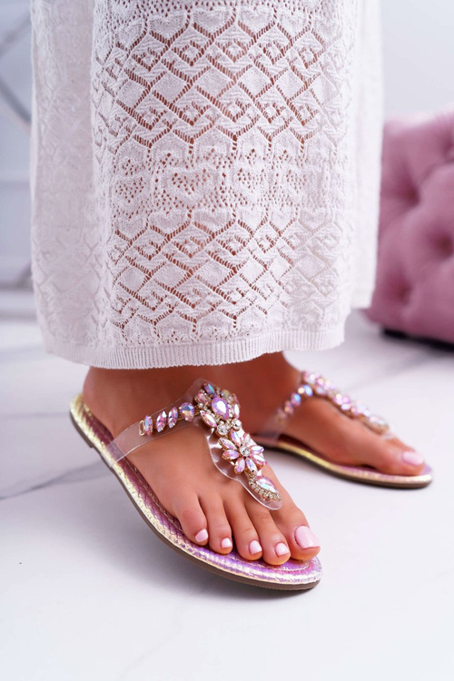 Dámske flip -flops lu boo japonské ružové kryštály