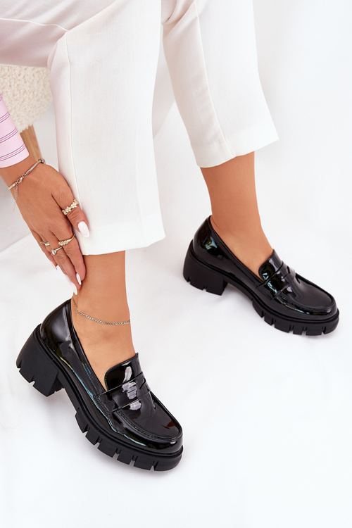 Lakované Dámské Polobotky Na Masivním Podpatku Černé Felonith