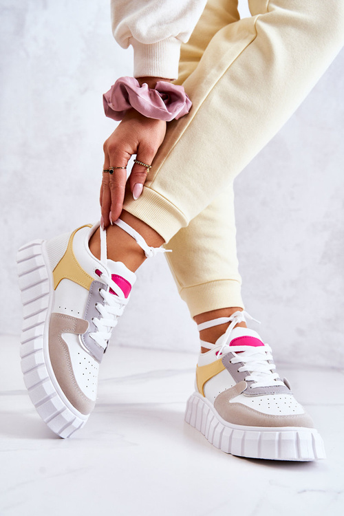 Dámské sportovní kožené boty bílá a béžové Florentine