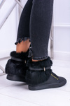 Lu Boo Černé dámské boty s přírodní kožešinou Gisele