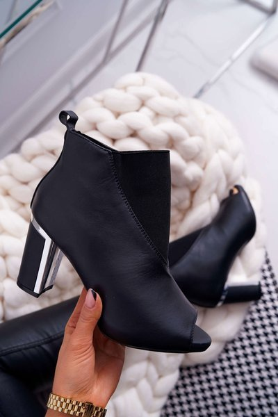 Dámské Kotníkové Boty Na Podpatku Peep Toe černé Germen