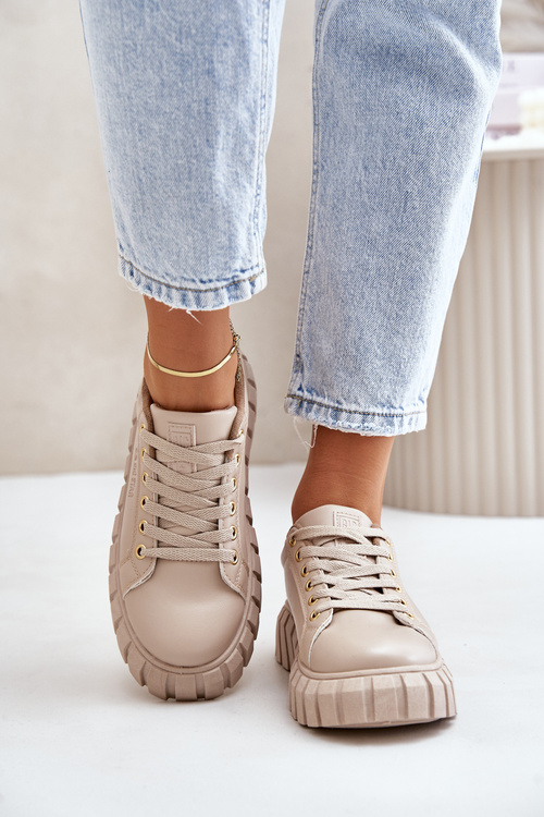 Zateplené dámské sneakersy Big Star MM274618 béžové