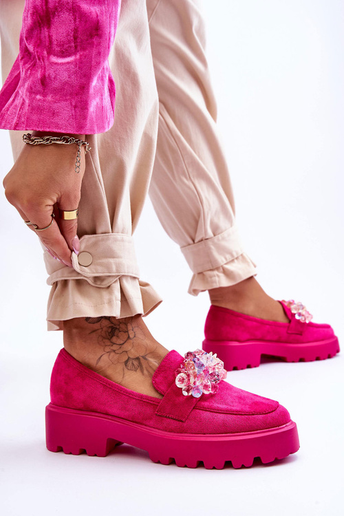Dámské zdobené mokasíny na platformě Fuchsie Brenda