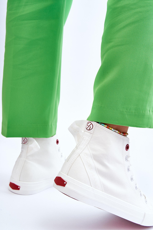 Dámske klasické vysoké tenisky krížové džínsy LL2R4086C White