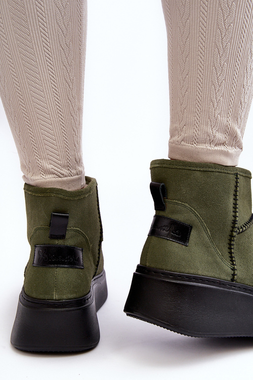 Dámske semišové snehové topánky Maciejka 06257-24 Olive