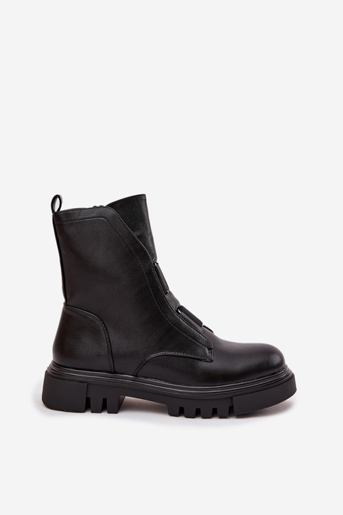 Zateplené botky workerky dámské na zip eko kůže černé Mailyra